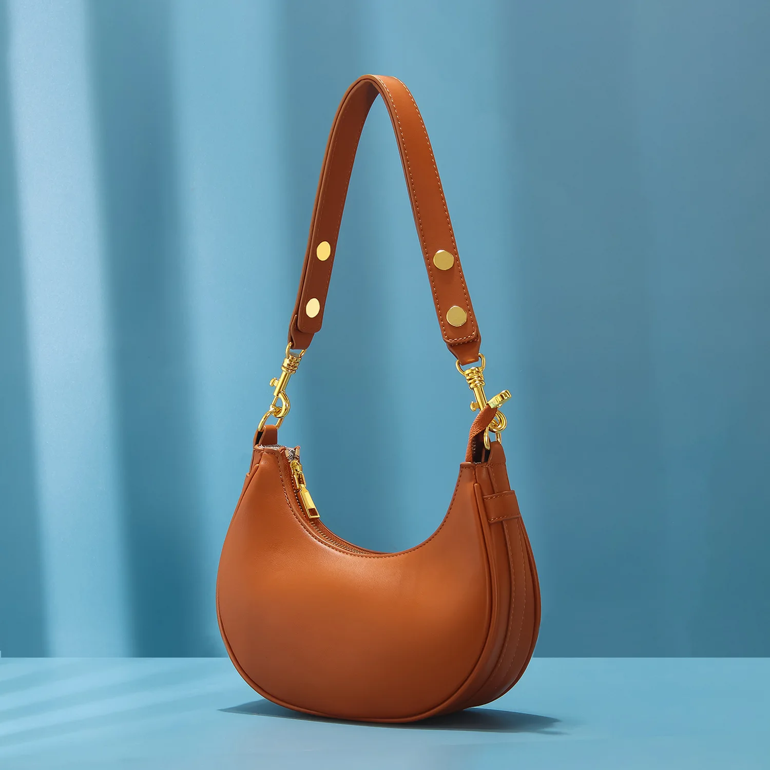 Original PU Leather Handbag High Quality 2024 Trend Fashion Chic Elegant Half Moon Shoulder Bag New In Exquisite Cross Bag