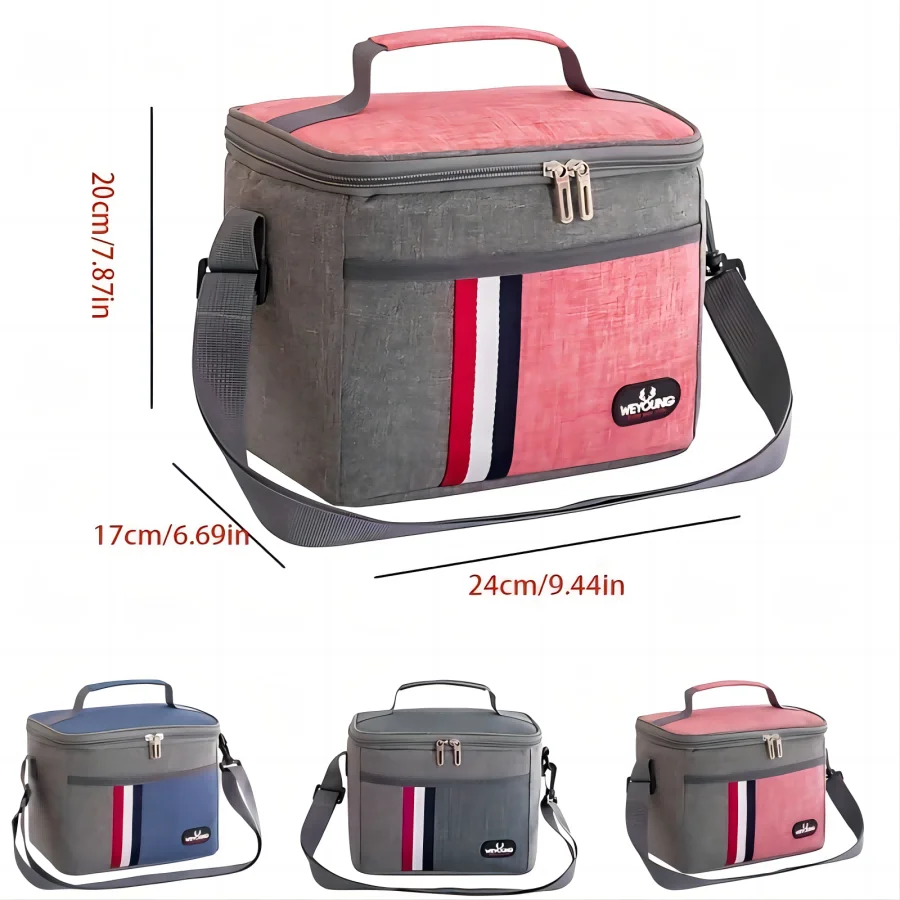 1 Pc Insulated Bag for Office Picnic, Hiking, Beach, Reusable Lunch Box, Leak Proof Refrigerated Insulation