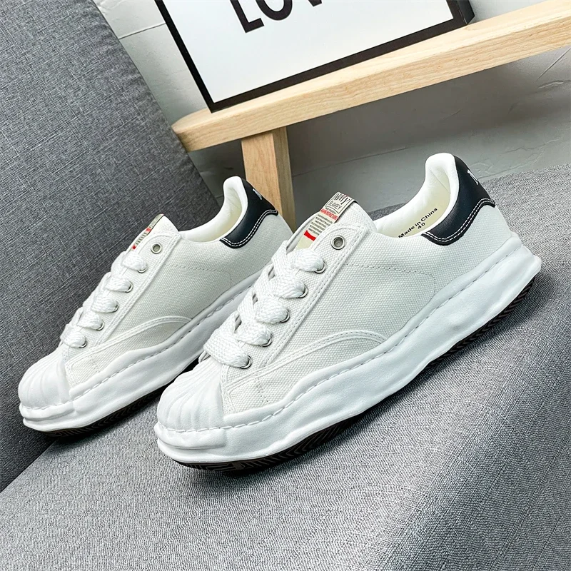 Shell-toe dissolving shoes, niche retro platform couple low-top sneakers for comfortable sports