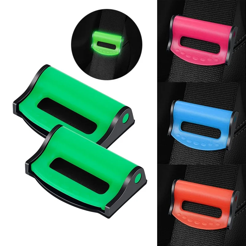 2Pcs Luminous Car Seat Belts Clips Universal Safety Car Stopper Buckle Adjustable Relax Shoulder Neck Auto Interior Accessories