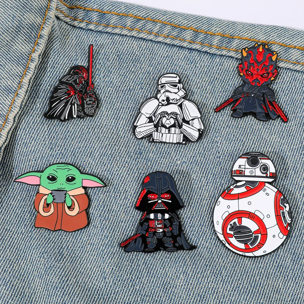 6pcs Star Wars Enamel Pins Set Retro Brooches Badges for Backpacks Jackets Hats Cool Collection Gift for Fans Cosplay Accessorie - view 6
