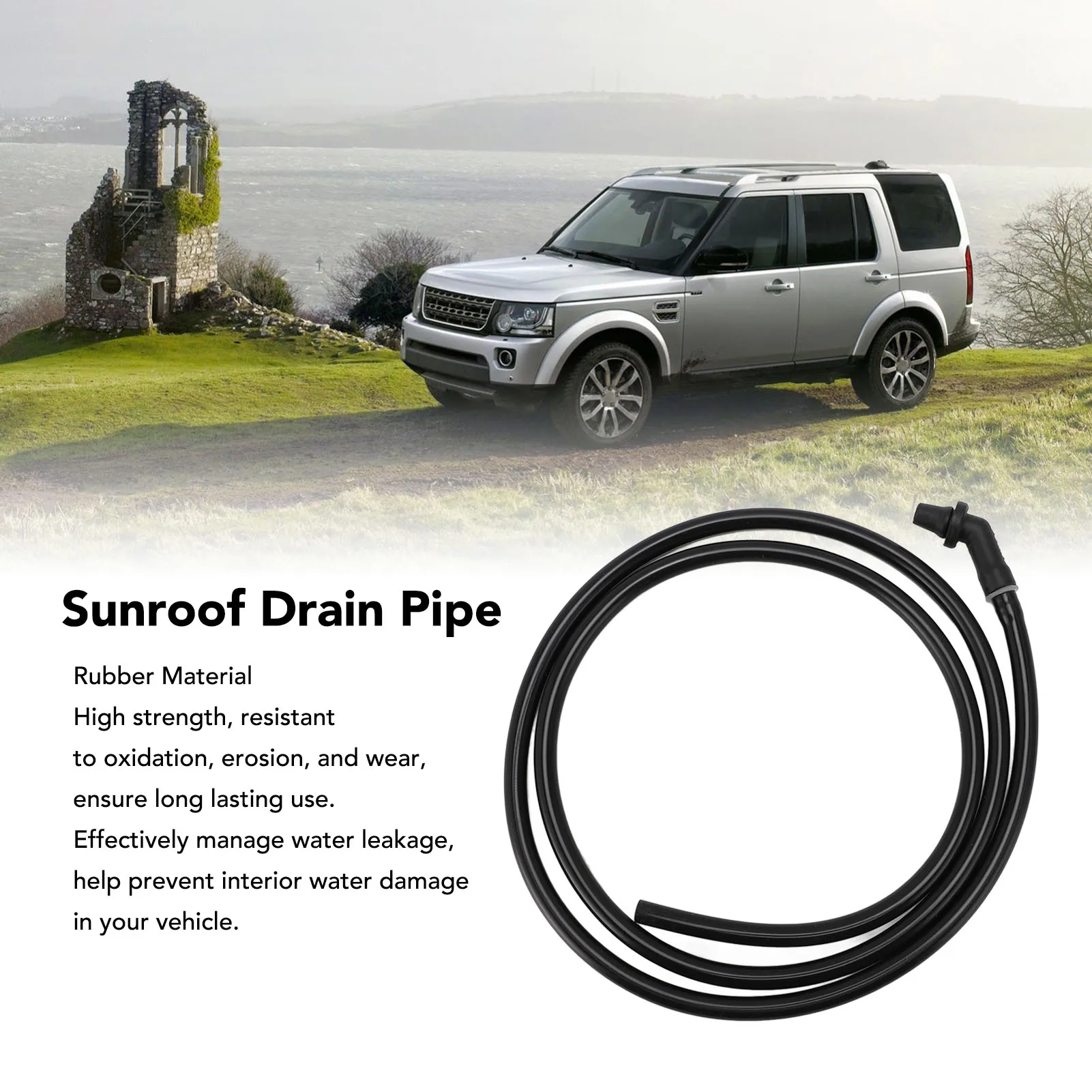 Sunroof Drain Tube EEH500100 Rubber High Strength Easy Installation Sunroof Drain Hose Pipe for Rover LR3 LR4 Sunroof Drain Tube