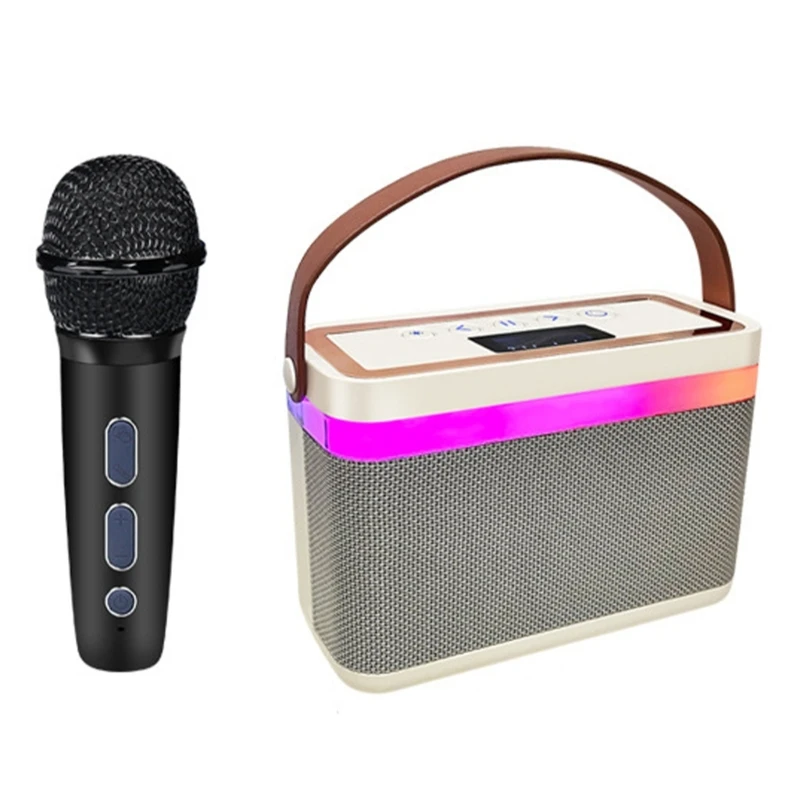 BLE5.3 Loudspeaker with Single Microphone Handheld Mic Enjoy HiFi Sound for Kids N0HC