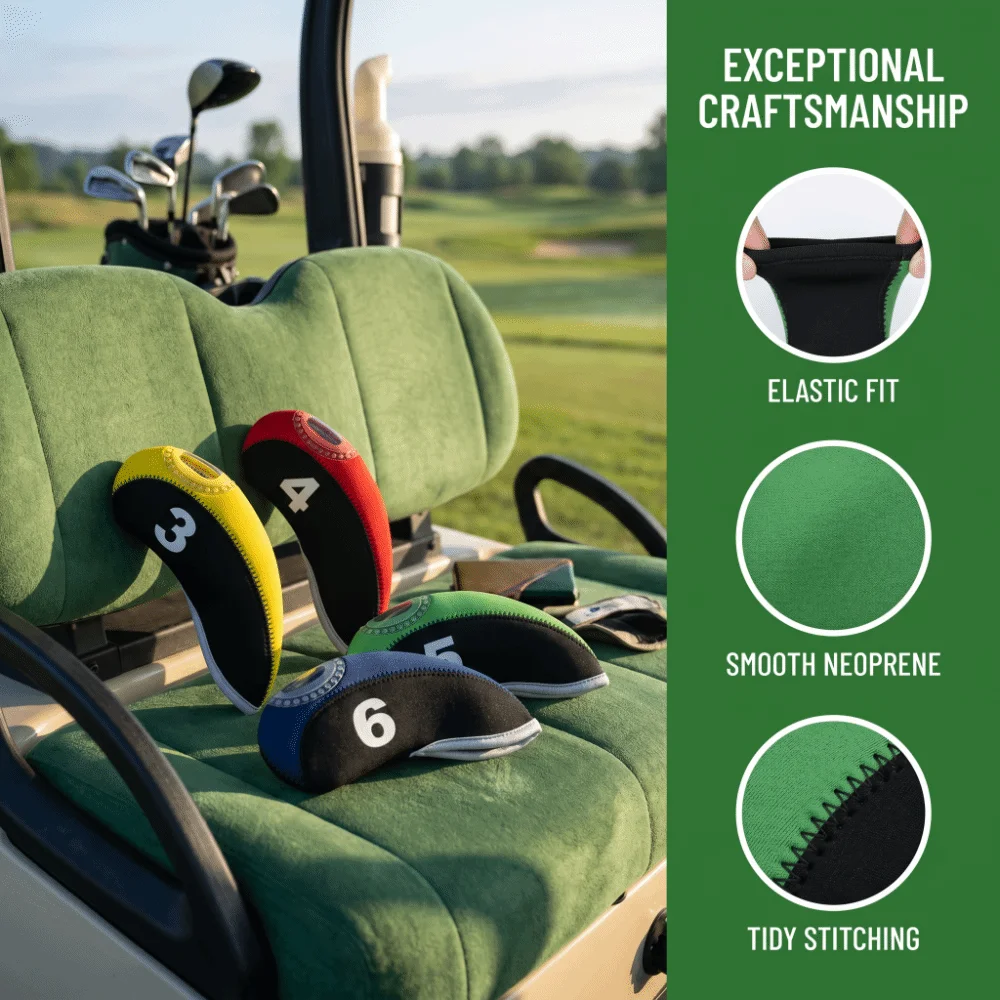 10pcs Neoprene Golf Club Head Covers Scratch Proof Shockproof Golf Club Headcover Elastic Durable Golf Club Head Protector