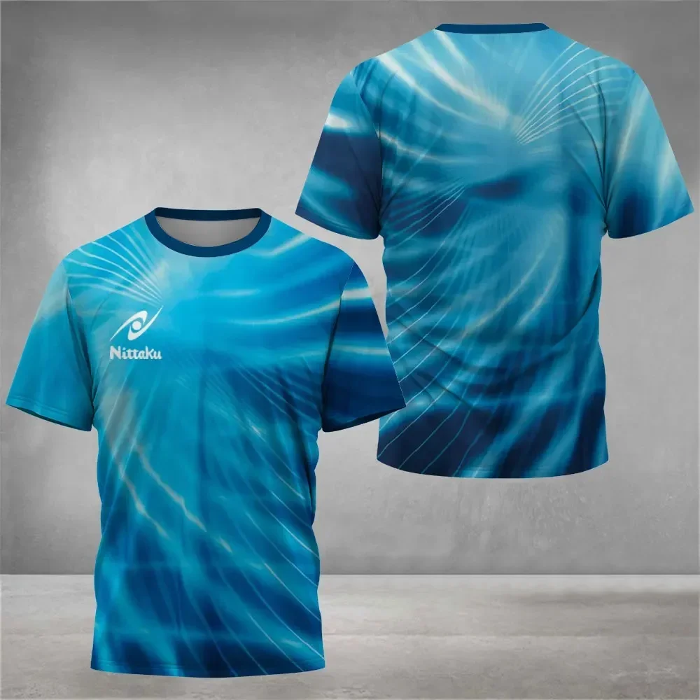 T-shirt de tennis de table Nittaku pour hommes, imprimé Victory Light, T-shirt de sport d'été pour h