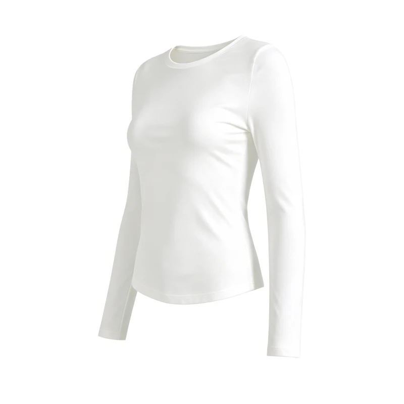 Damen Langarm Slim Fit T-Shirt, Einfarbiges Basic O-Neck Unterhemd, Lässiges Weiches Dehnbares Strick-Basis-Layer-Oberteil, Damen-Alltags-T-Shirt – Detail 7