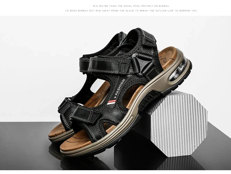 Neue Sommer Echtes Leder Männer Sandalen Mode-Design Atmungsaktive Casual Schuhe Männer Weichen Boden Outdoor Strand Sandalen Große Größe 46 – Detail 29