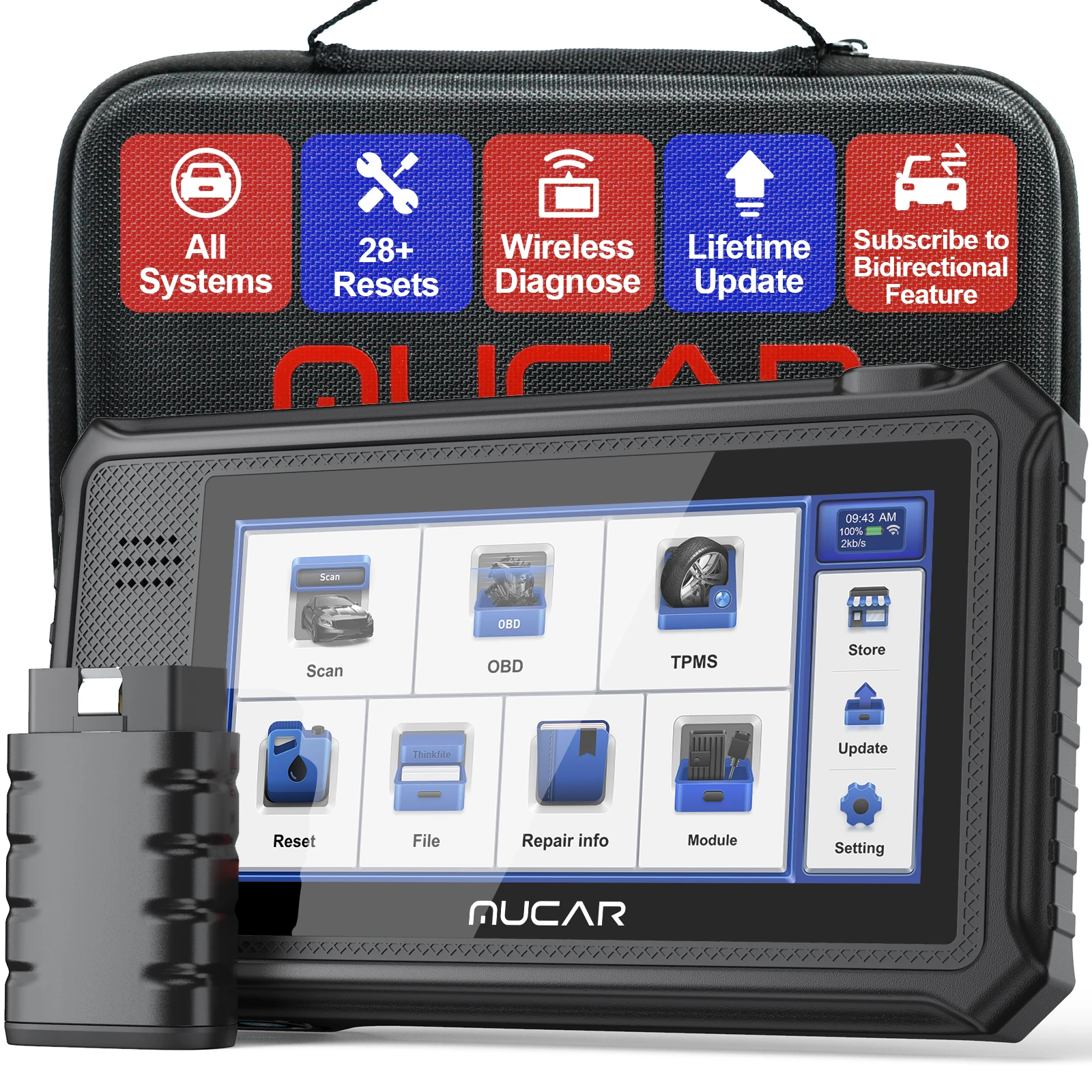 MUCAR VO6 OBD2 auto diagnostische tool, volledige systeem autoscanner, codelezer, ABS, motor, 28 resets, oliewissel scanner, levenslange gratis update - afbeelding 2