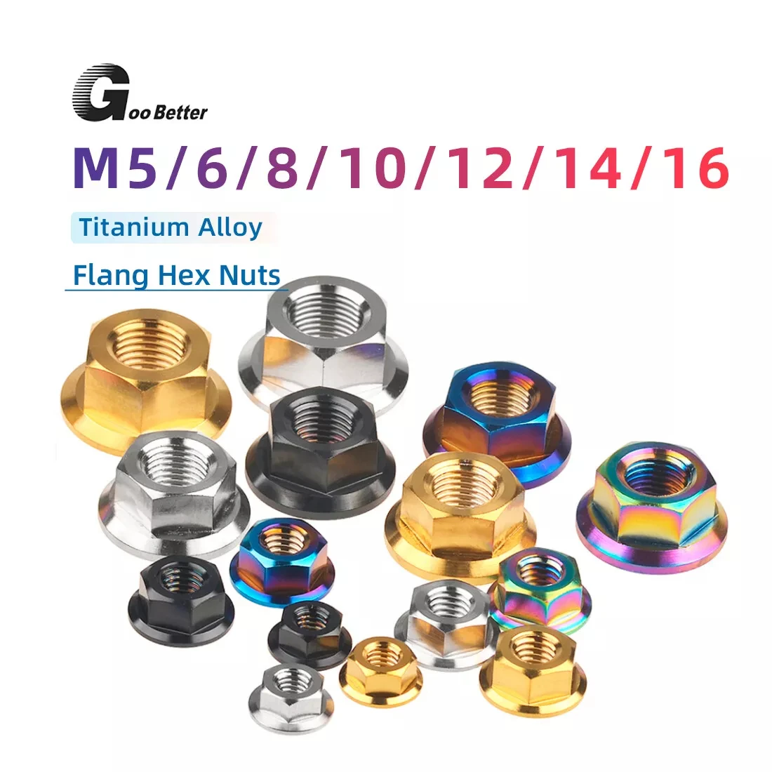 5 قطع سبائك التيتانيوم شفة مسدس المكسرات M5-M16 عالية القوة خفيفة الوزن مناسبة لترقية قطع غيار الدراجات النارية والدراجات