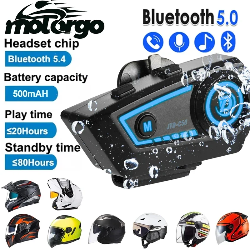 C50 Motorcycle Helmet Headset Wireless BT5.0 Handsfree Riding Headphone Anti-interference Waterproof Stereo Speaker for Motor