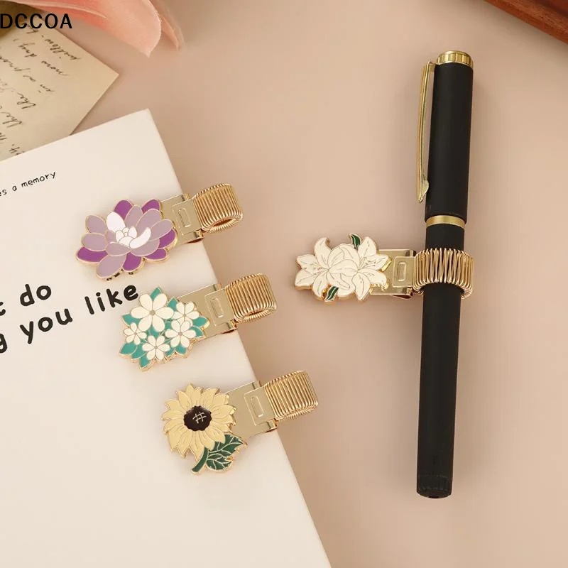 

One Flower-themed Metal Pen Clip, Creative Retro Spring Pen Clip, Suitable For Student Pen Clips, Notebooks, And School Supplies