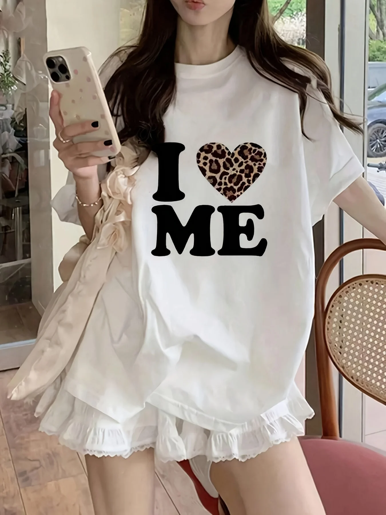 2026 Spring Summer New [Circle Circle] Heart And Letter Print, Elegant Women'S T-Shirt Short Sleeve, Summer Round Neck All-Match