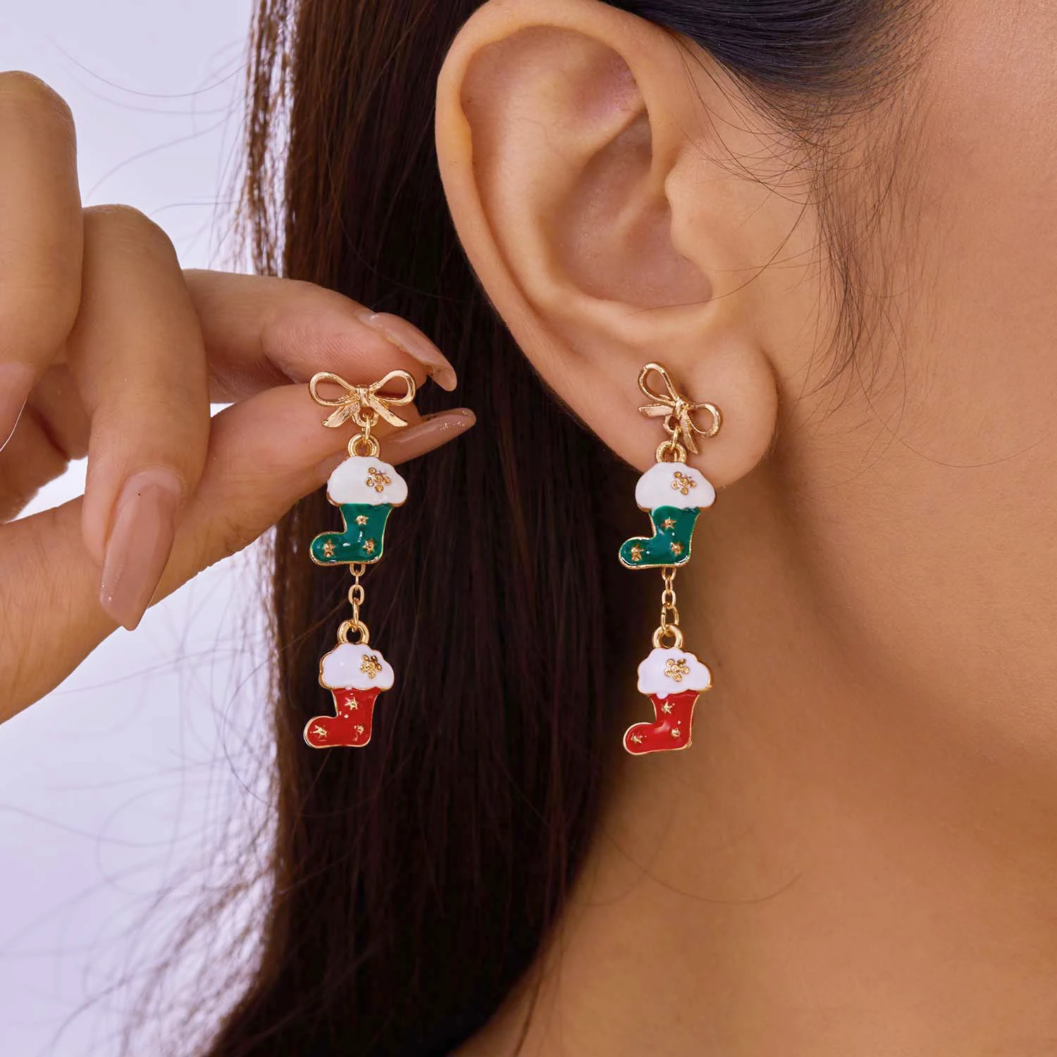 Fashion Christmas Asymmetrical Dangle Earrings for Women Santa Claus Snowman Snowflake Xmas Tree Earring Girls New Year Jewelry