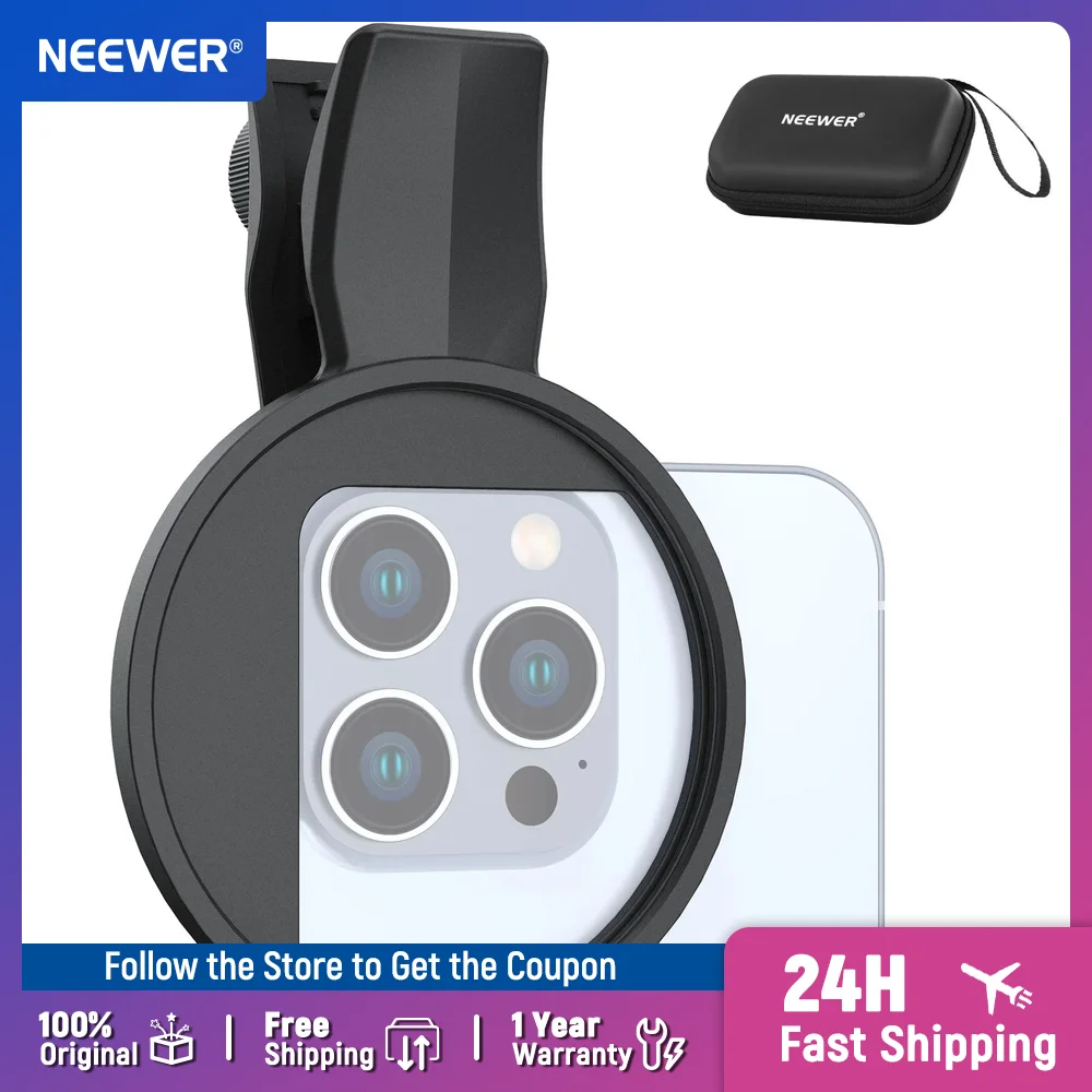

NEEWER 67mm Phone Camera Lens Filter Clamp, Adjustable Threaded Filter Clip Mount For Samsung Galaxy Google Pixel Huawei Xiaomi