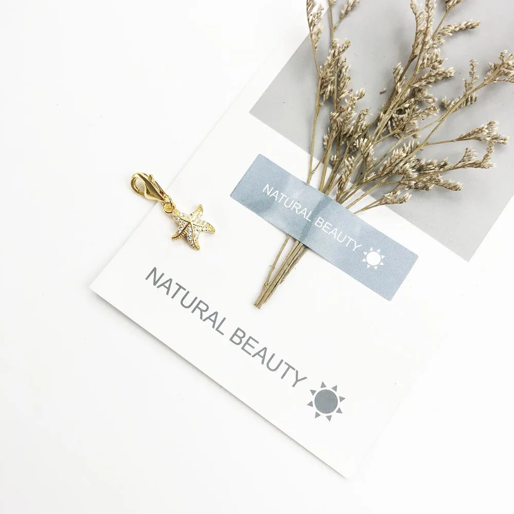 Golden Starfish Pendant Charm For Women Men 925 Sterling Silver Ocean Gift Jewelry