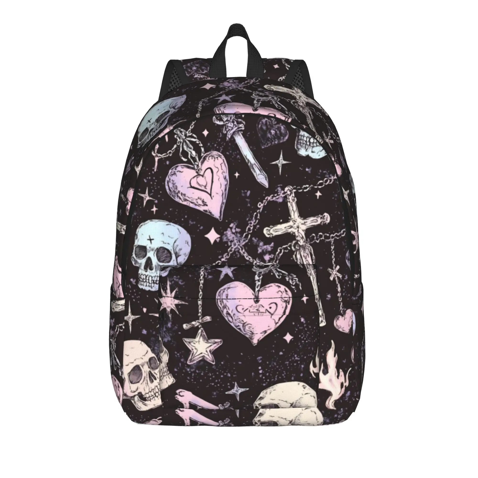 Halloween Gothic Fashion Backpack Sports Student Hiking Travel Witchy Cross Daypack for Men Women College Shoulder Bag