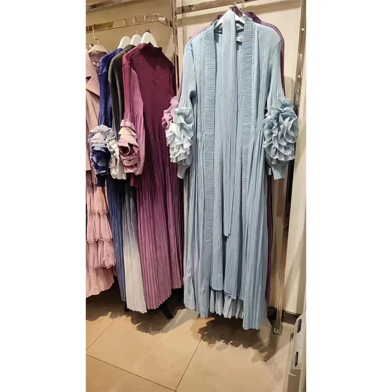 فساتين بدون أكمام وأكمام بتلات مع حزام، معطف طويل، فساتين، طقم قطعة أنيق مطوي، جديد، 2025