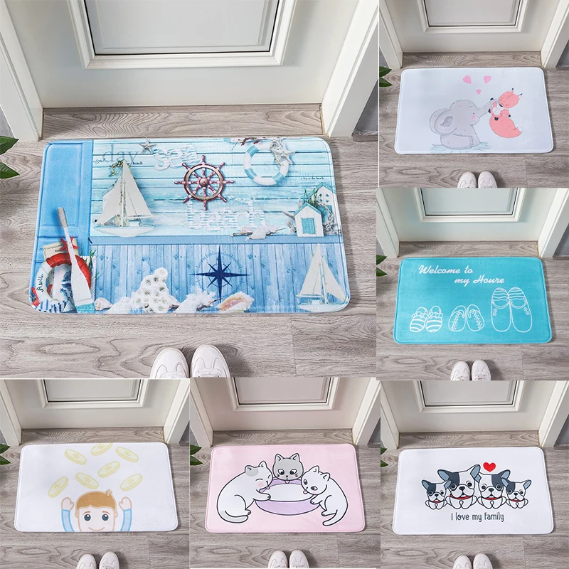 Patterned Door Mat Collection With Cute Cat Coin Boy Dog Family Nautical Themes Charming Entryway Decor Mat For Home Decor