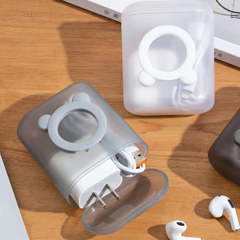 Portable with Cover, Data Cable, Storage Box, Multi-function, Transparent Dustproof Storage Box with Mobile Phone Holder