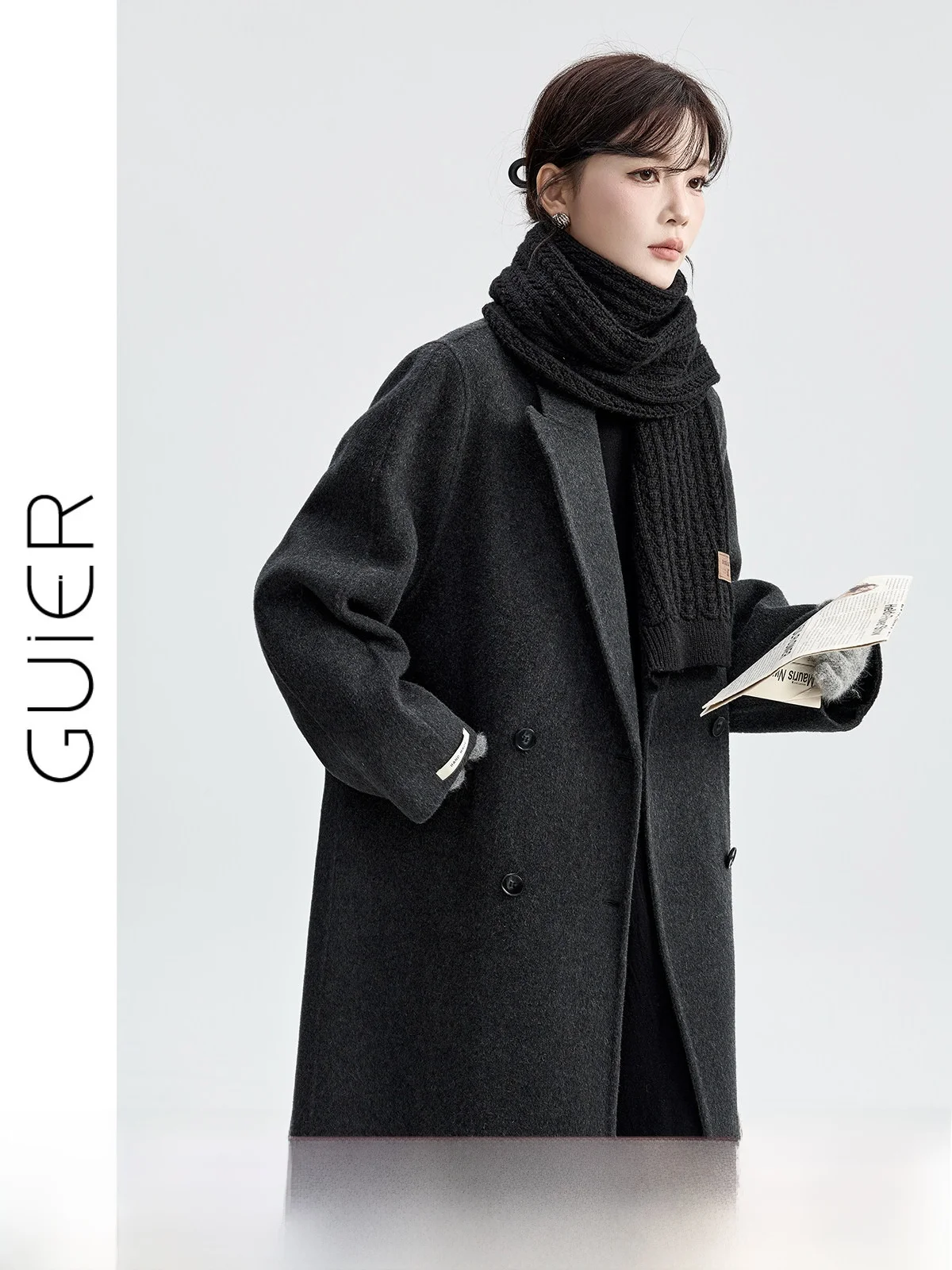 

Double-Sided Woolen Coat Women's Loose Slimming Medium-Length Outerwear Faionable Ele Sle Winter Collection