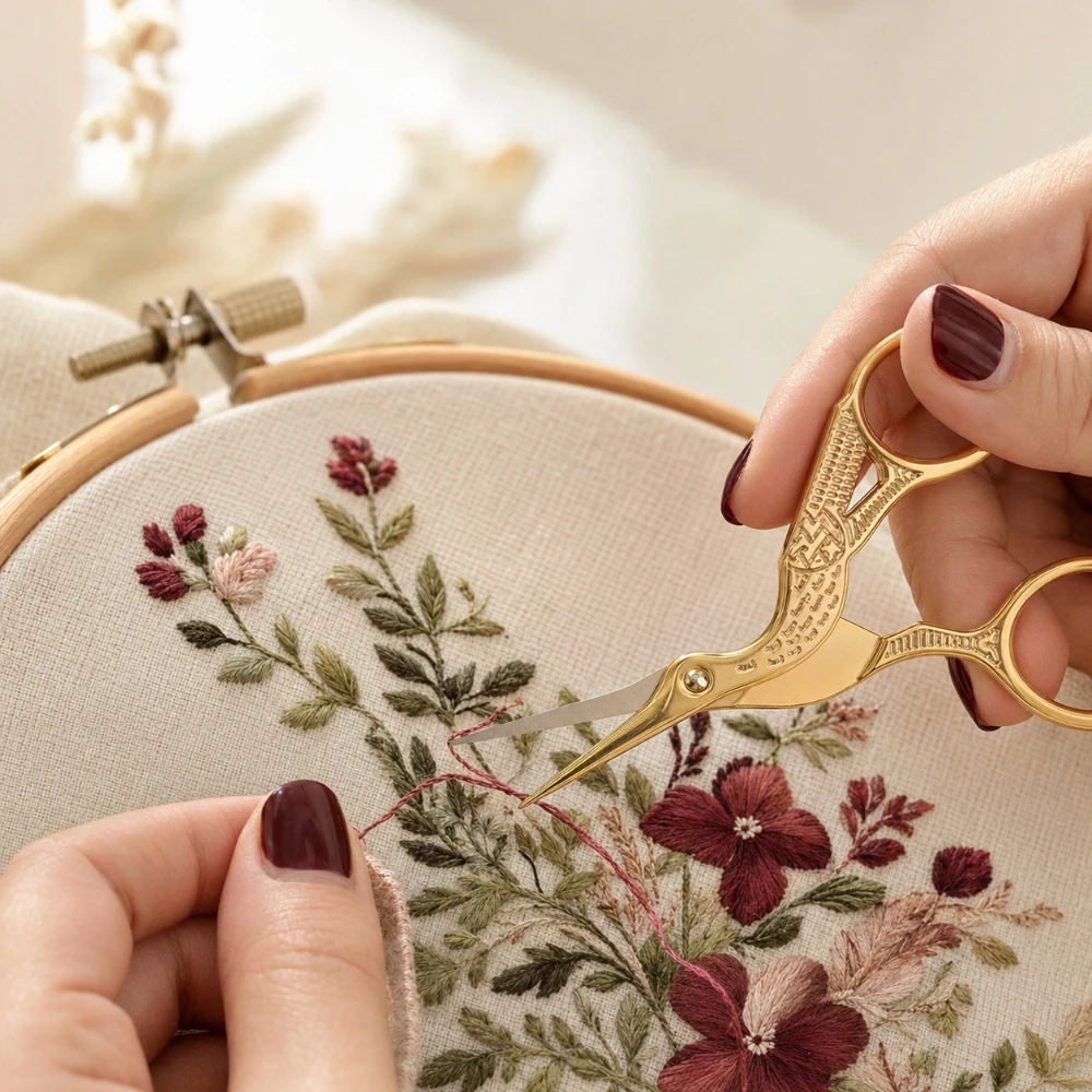 Vintage Retro Gold Steel Sewing Scissors Cross Stitch DIY Handicraft Manicure Nail Cutting  Craft Household Hand Jewelry tools