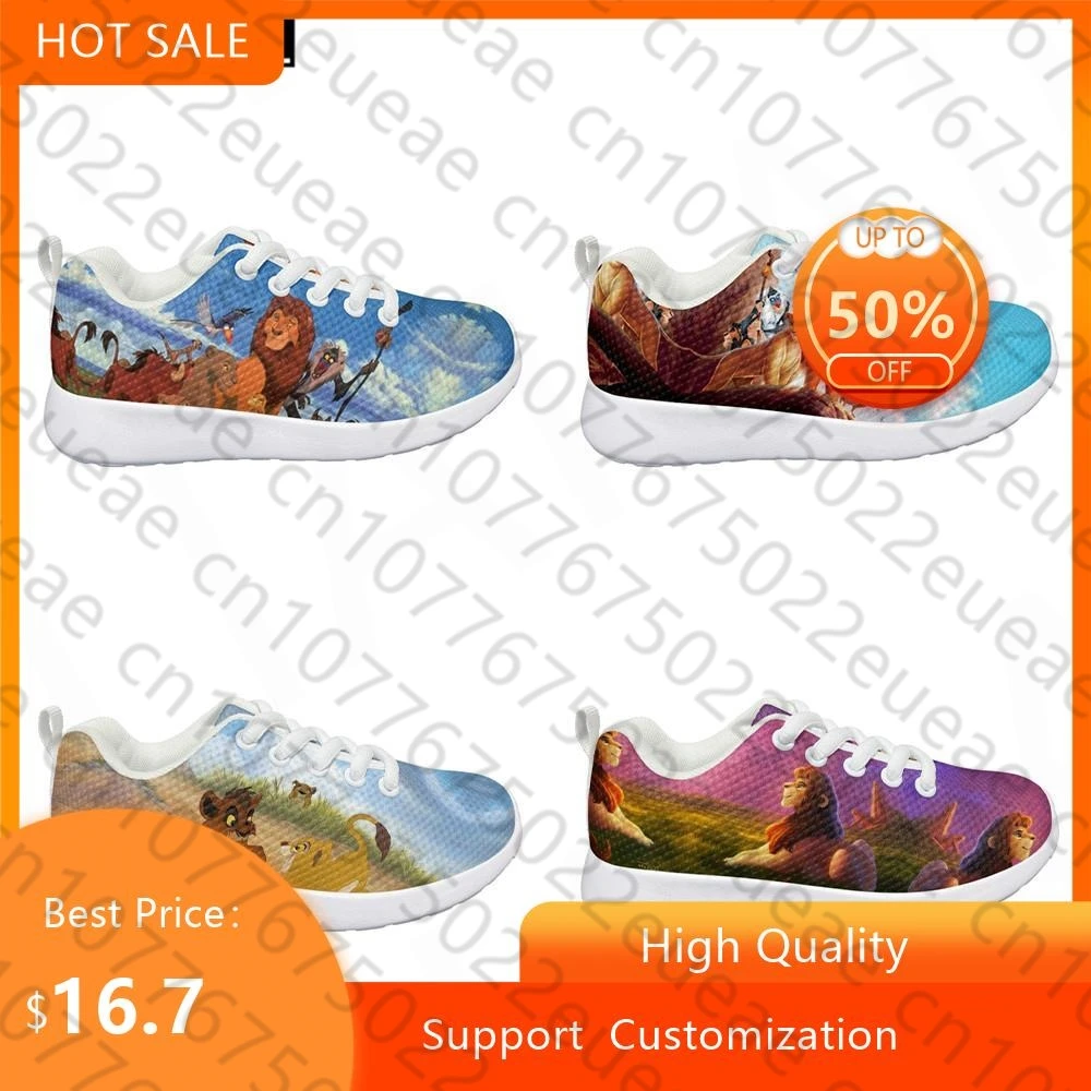 Cartoon Lion King Children's Sneakers Comfortable Autumn Lightweight Lace-up Flat for Boys Girls Kids Running Shoes mujer