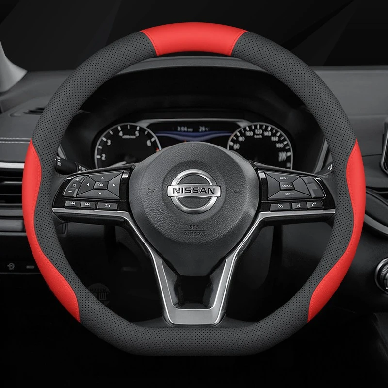 2026 For NISSAN Car Steering Wheel Cover PU Leather All Seasons Easy Install Fit X‑Trail Qashqai Altima Sentra Kicks Accessories