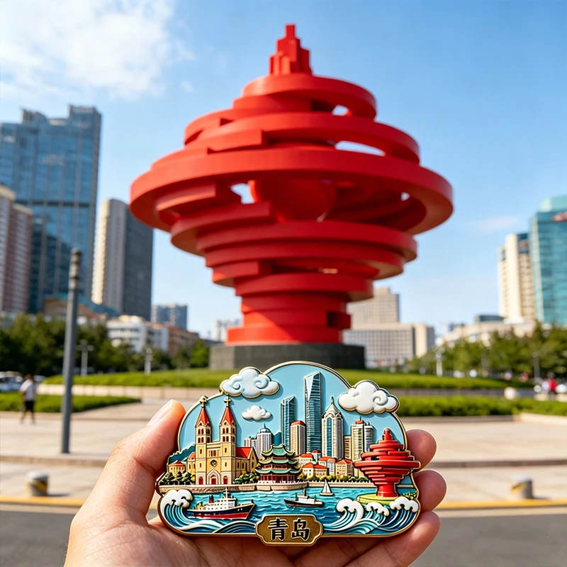 Shandong Qingdao Cultural And Creative Metal Magnetic Refrigerator Magnets, Tourist Souvenirs From Chinese Cities, Gifts For