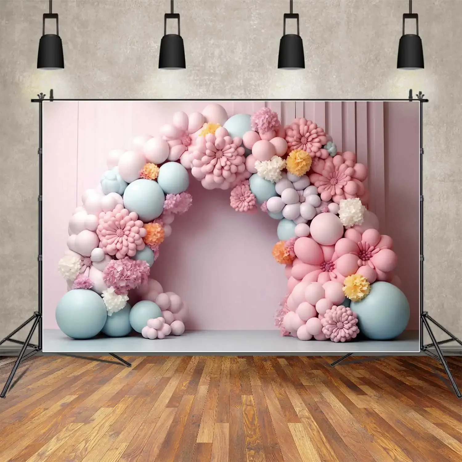 

MOON.QG Backdrop Wedding Drapes Bridal Baby Shower Flower Balloons Arch Photo Background Pink Vintage Wall Birthday Party Props