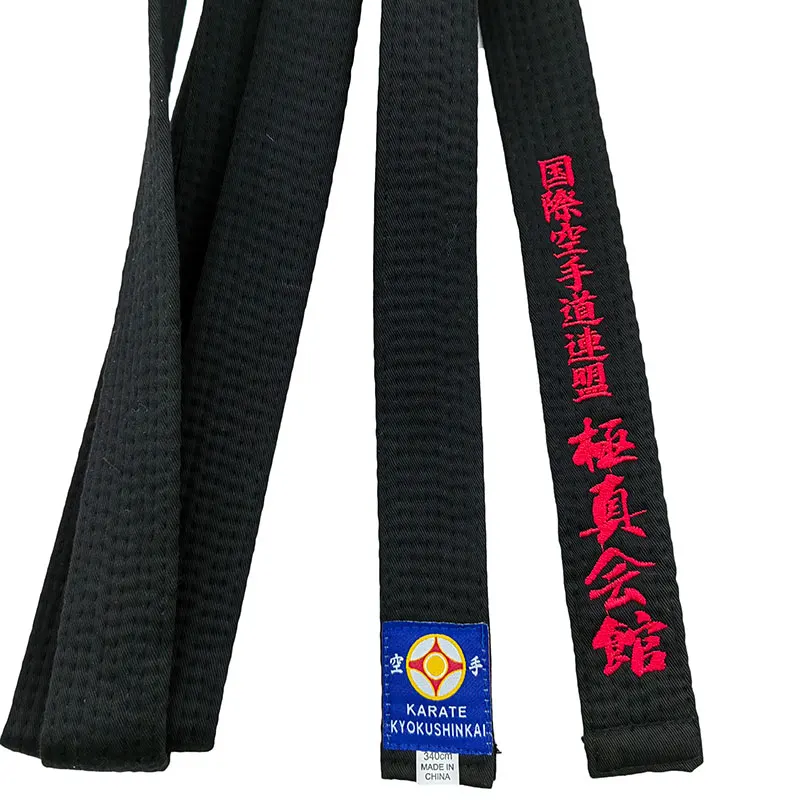 Kyokushin-Cinturón negro de Karate bordado, artes marciales japonesas, deportes, IKF Club, decoraciones de poliéster, nombre personalizado, ancho de