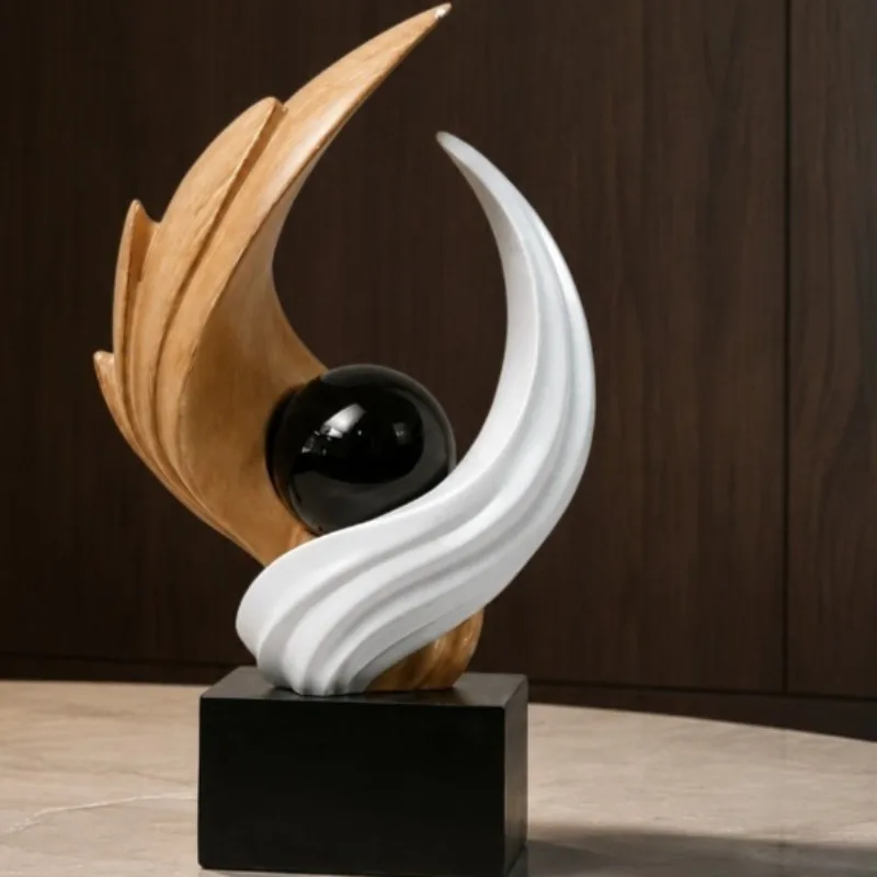 Desktop resin ornament is endless, abstract wood grain black crystal ball creative resin handicraft entrance ornament