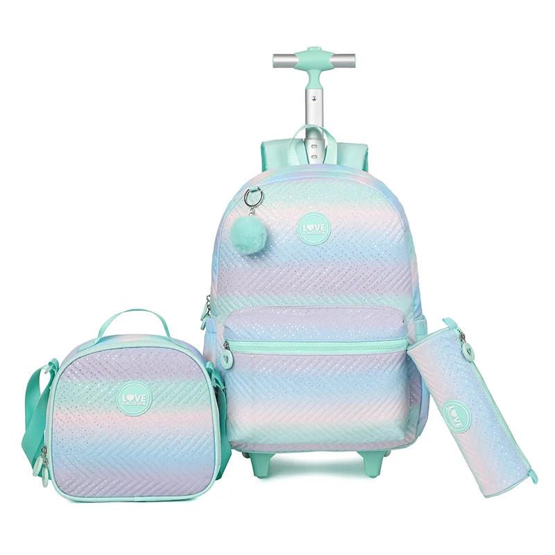 School Rolling Backpack set for Girls Wheeled Backpack Students Backpack Book Bag Trolley School Bag With Wheels Travel Luggage