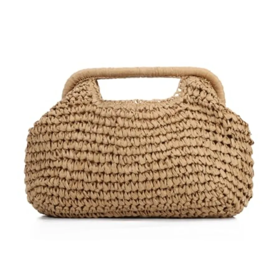 

Straw Dumpling Clutch Bag, Summer Beach Bag, Woven Straw Tote Clutch Purse for Women, Vacation Evening Bags