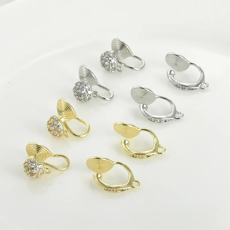 Zircon Mosquito Coil Disc with Hanging Anti-pain Ear Clips 14k Gold Color-preserving DIY Handmade Earrings Accessories Wholesale