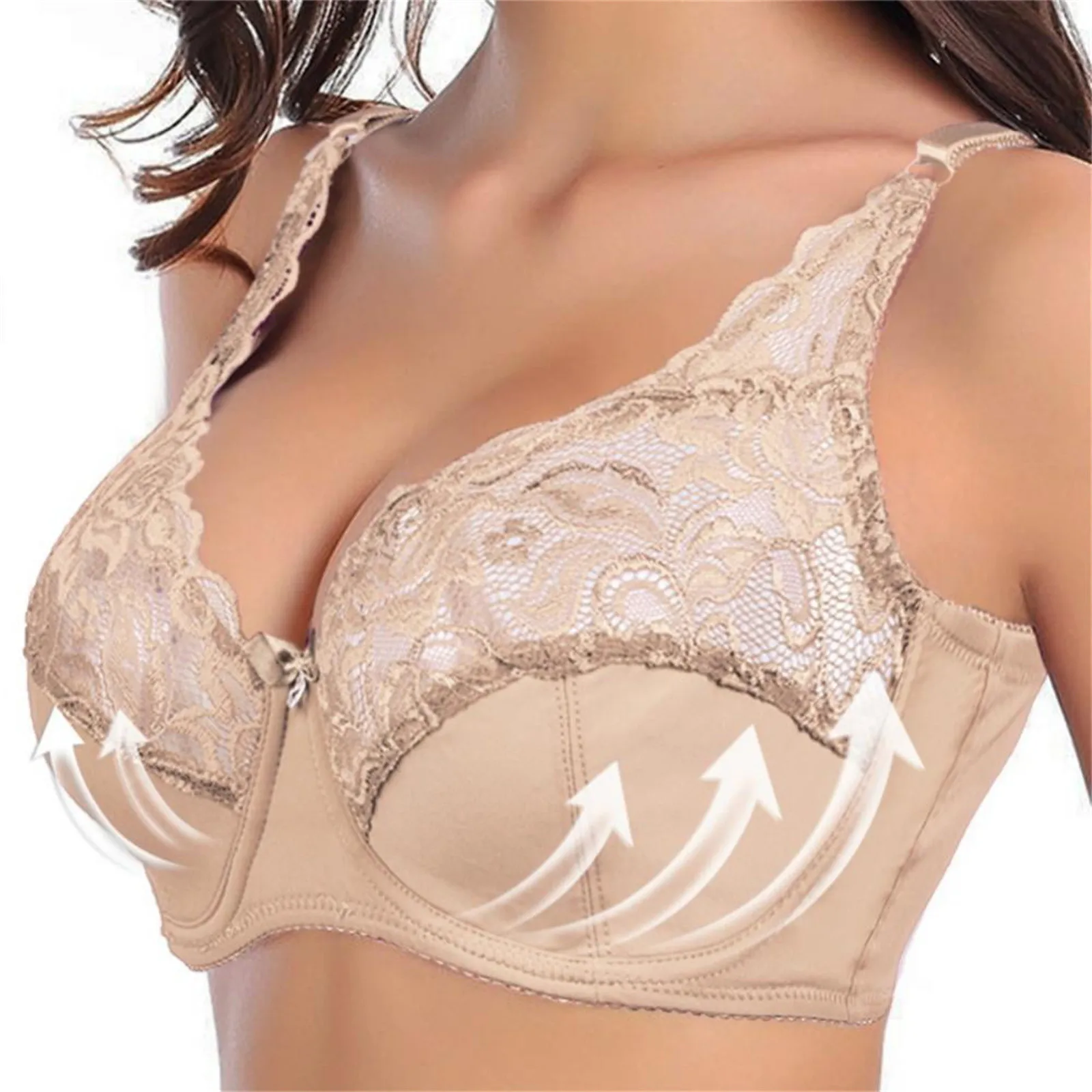 Women\'s Lace Underwear Sexy Bra 3/4 Cup Slim Push Up Adjustable Bra Unpadded Underwear