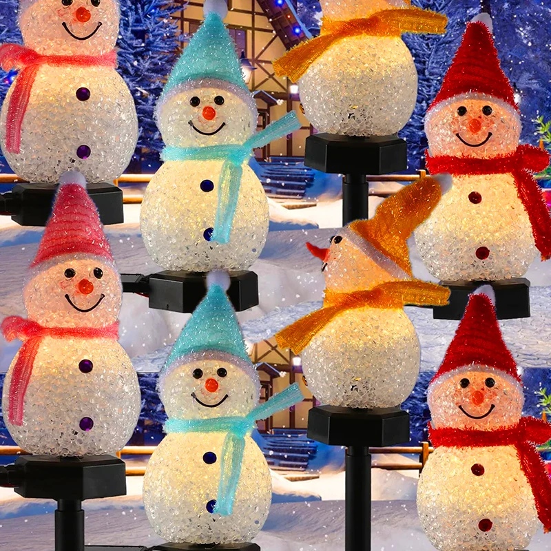 

4/1pcs Christmas Snowman Solar LED Lights Cute Snowmans Outdoor Waterproof Light Garden Lawn Fence Lamps Party Decorations