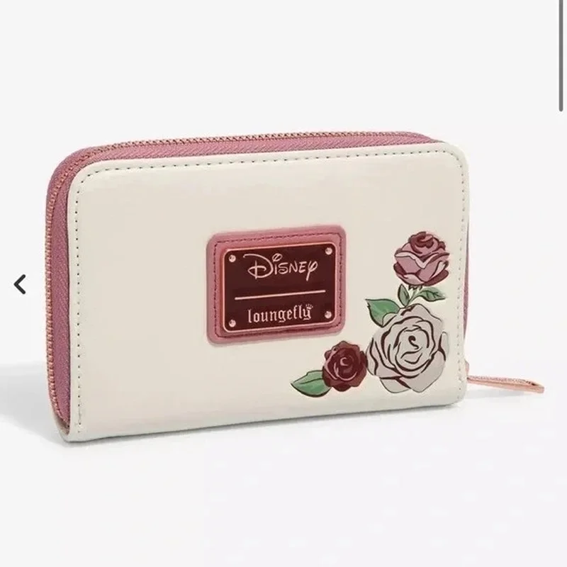 Loungefly Disney lindo dibujo animado La Bella y La Bestia estilo bordado cartera tarjetero bolsa de almacenamiento monedero moda regalos para chicas