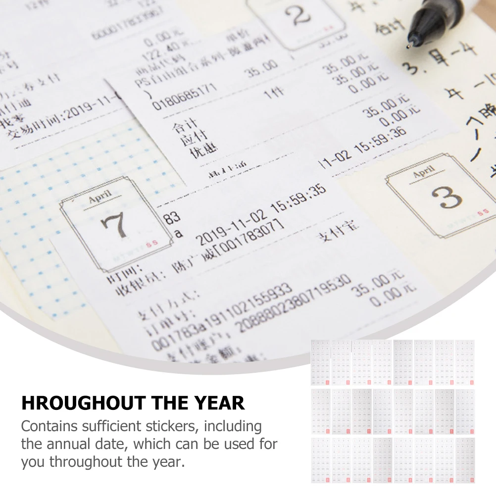 

24 Sheets Perpetual Calendar Stickers Date Labels Scrapbook Tabs Colored Notepad Daily Paper School Office Household Planner