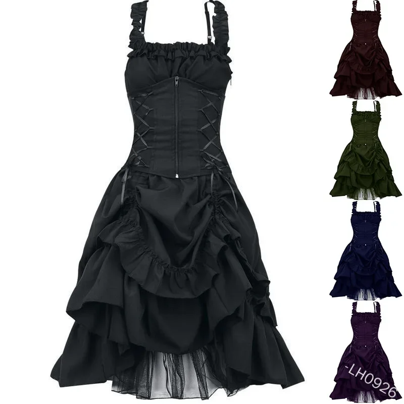 Vrouwen Nieuwe Halloween Gothic Jurk Vestidos Retro Lolita Paleis Hofprinsen Jurk Punk Party Cosplay Kostuum