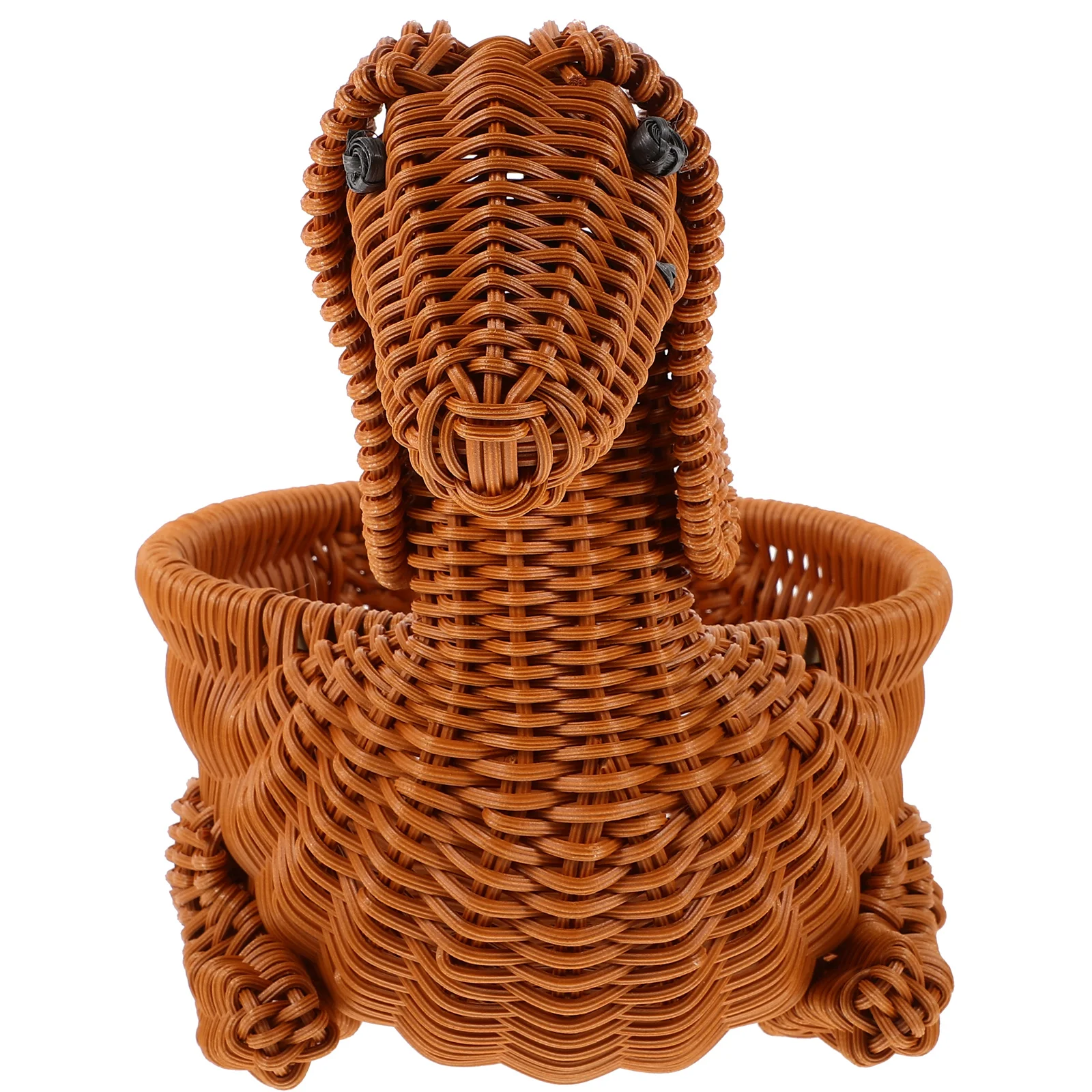 

Adorable Dog Shaped Woven Basket for Home Decor Fruits Snacks Storage Organizer Compact Portable Versatile Bread Basket