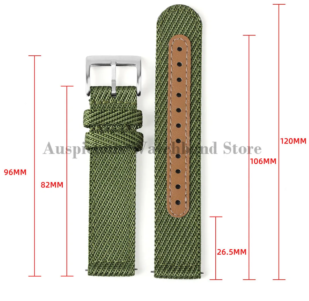 18/20/22mm Canvas Strap for Huawei Watch gt2/3 Nylon Leather Braided Strap Quick Release for  Samsung Galaxy Watch4 Watches