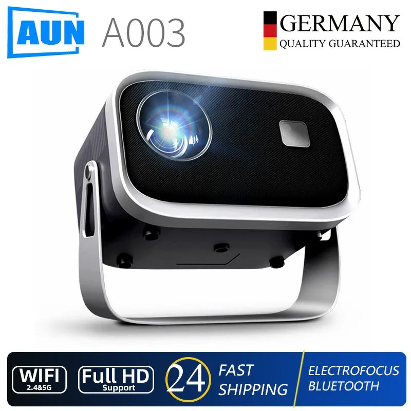 AUN Projector A003 Portable Home Cinema Video Projector MINI Theater WIFI Mirror Android IOS SmartPhone 1080P 4K Movie Via HD