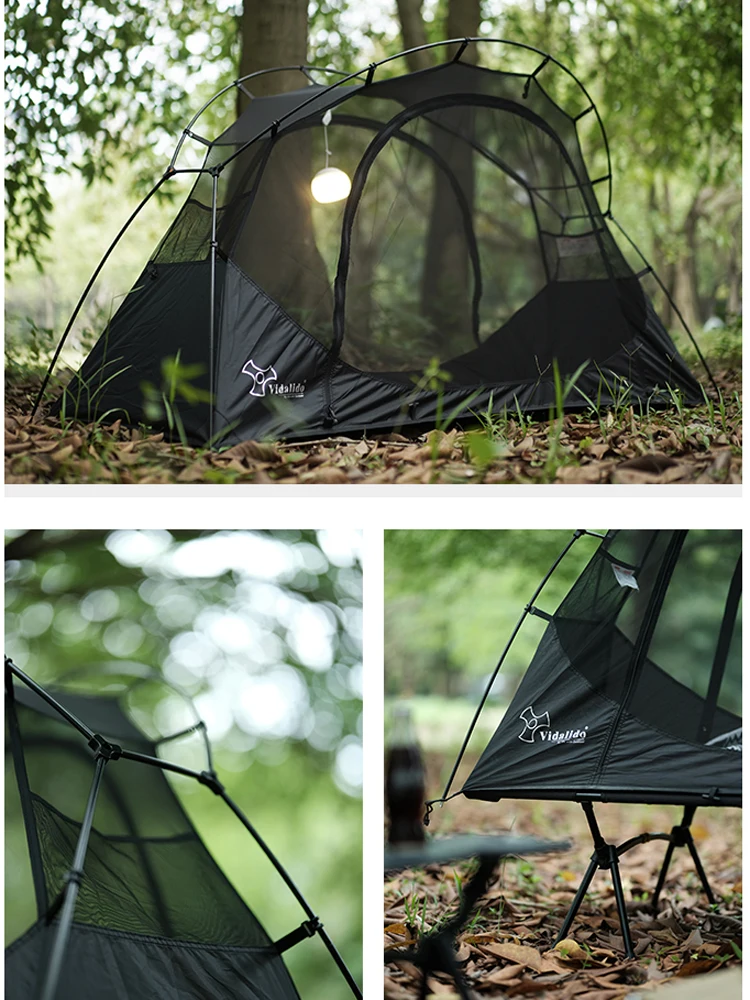 Imagem -06 - Vidalido Single Person Outdoor Camping Bed Leve e Conveniente Net Anti-mosquito Portátil Liga de Alumínio Pólo Interno