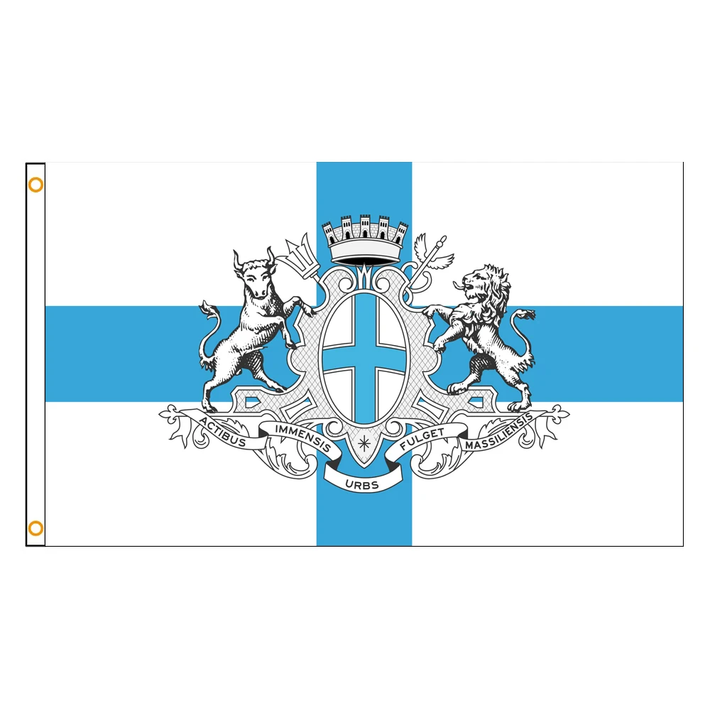 3x5 Ft Marseille Flag Vivid Color and Fade proof a region in France Flags Polyester with Brass Grommets