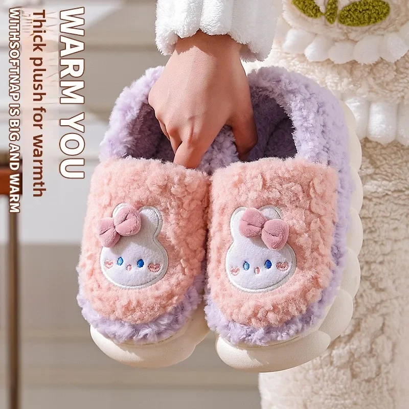

2025 Plush Closed-Back Slippers - Winter Fleece-Lined House Shoes for Women/Men, Non-Slip Sole for Indoor Comfort
