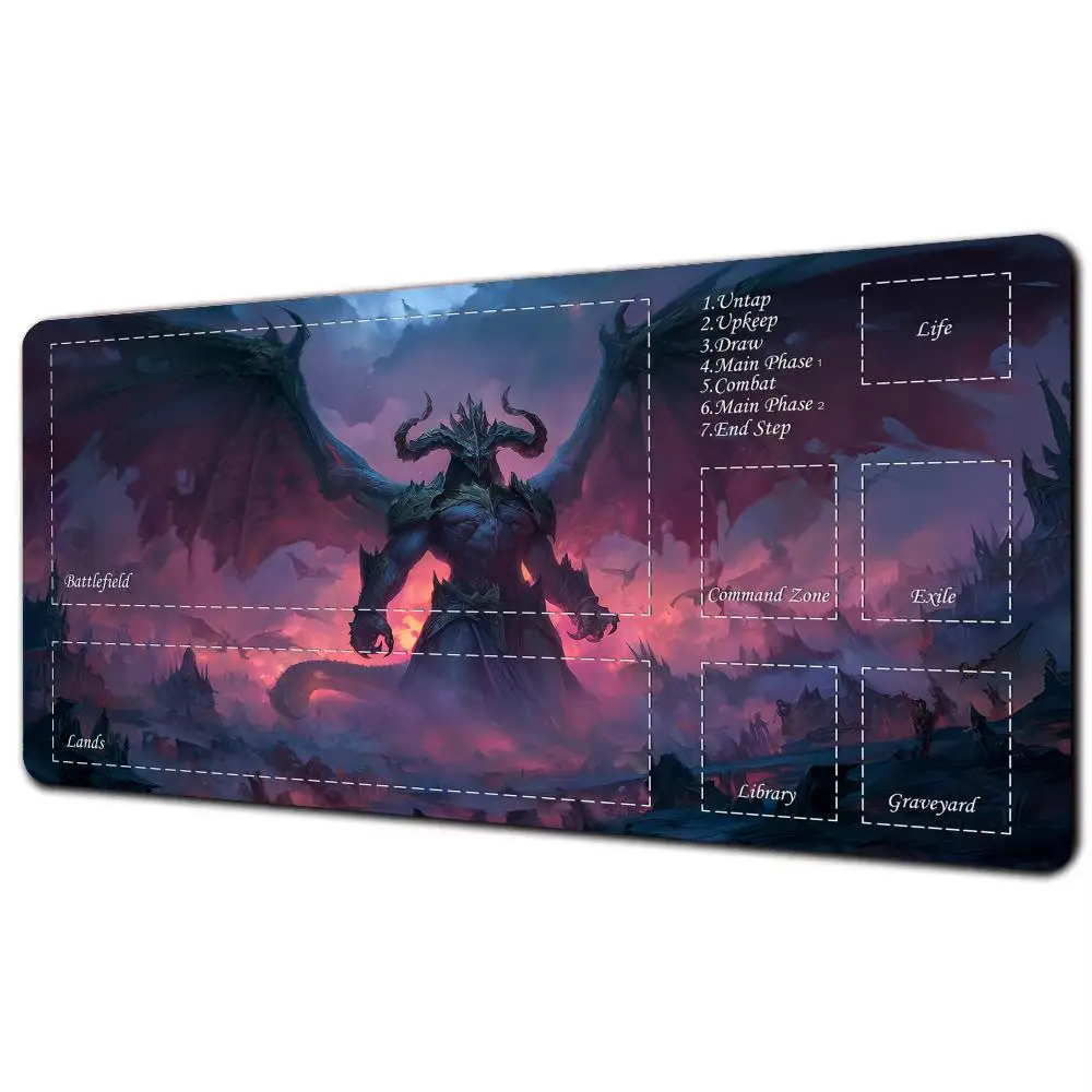 Magic Card Playmat with zone Fantasy demon theme TCG playmat gathering gaming mats Desk Mat Commander Battle playmat magic rug