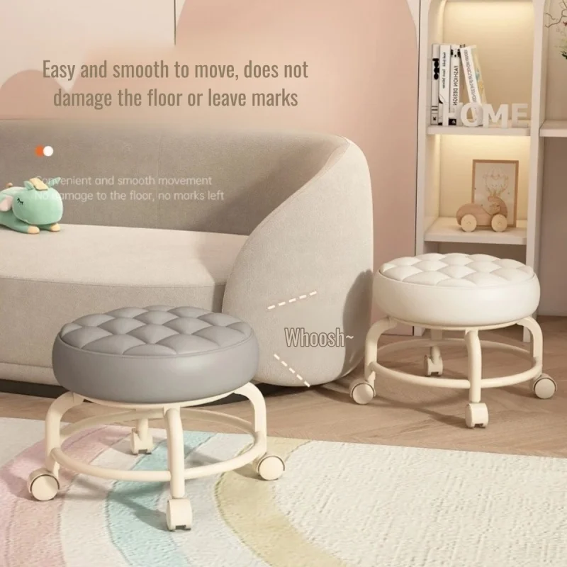 Universal Wheel Stool Household Pulley Small Low Stool Chair Shoes Changing Stools 360 Degree Rotating Round Chair for Children image 2