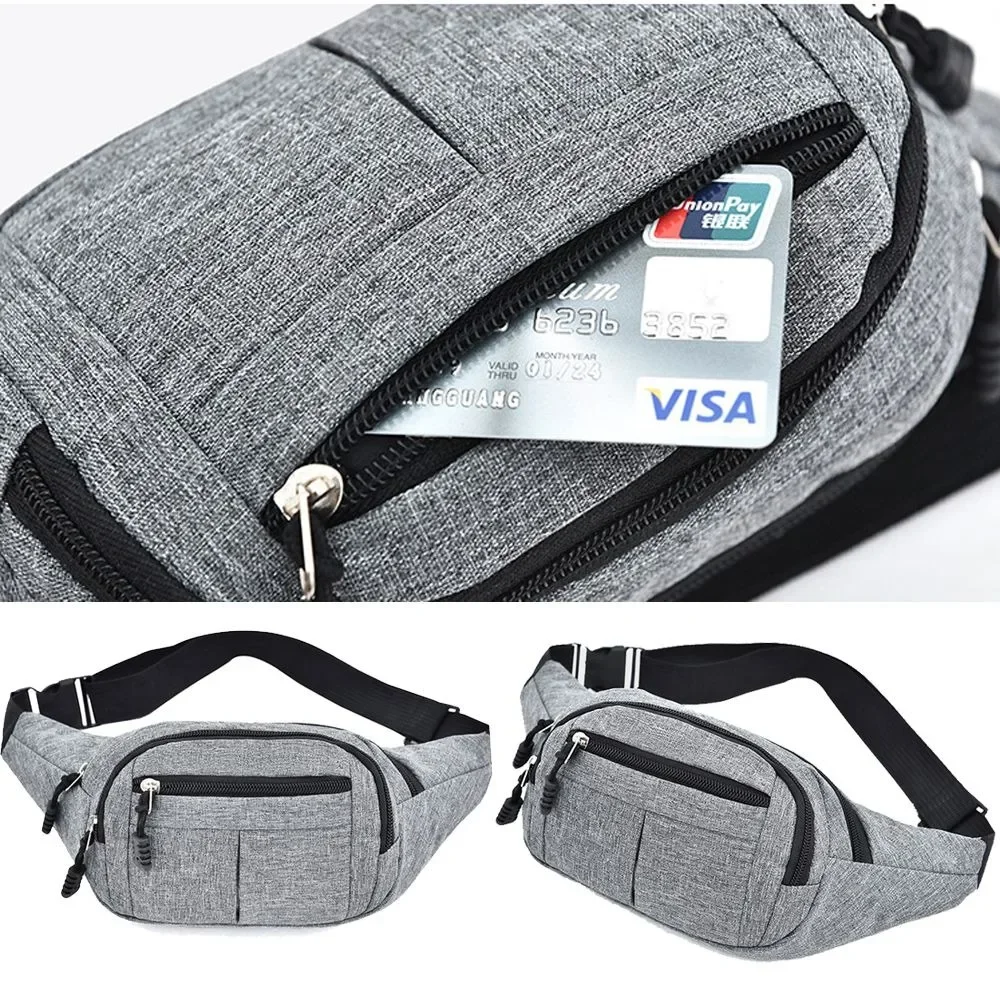 New Canvas Waist Bag Waterproof Zipper Banana Bag Crossbody Bag Men Women image 3