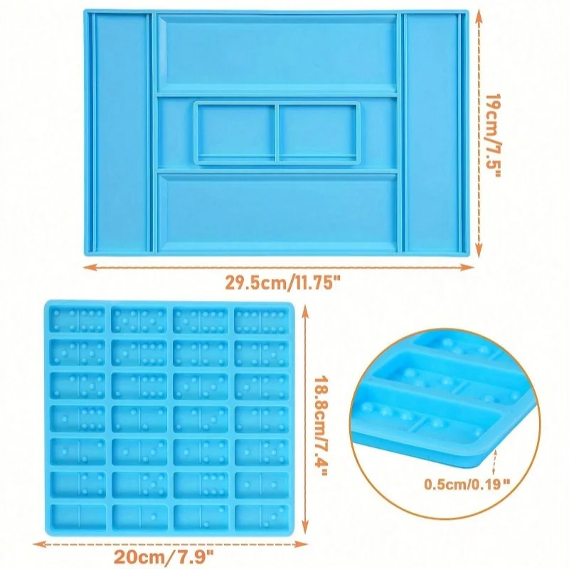 2 قطعة صندوق تخزين الدومينو قالب راتنجات الايبوكسي لتقوم بها بنفسك أداة معالجة لعبة الديكور قالب من السيليكون صب الحرفية