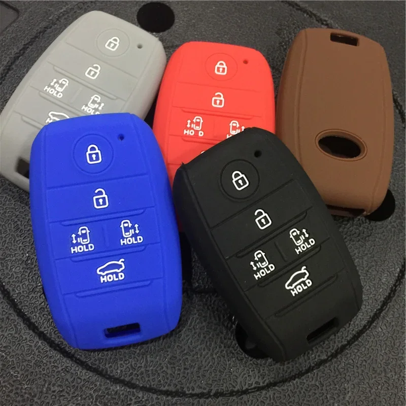 silicone rubber car key cover case for KIA grand carnival Sorento Sedona MPV 5 buttons smart remote key case